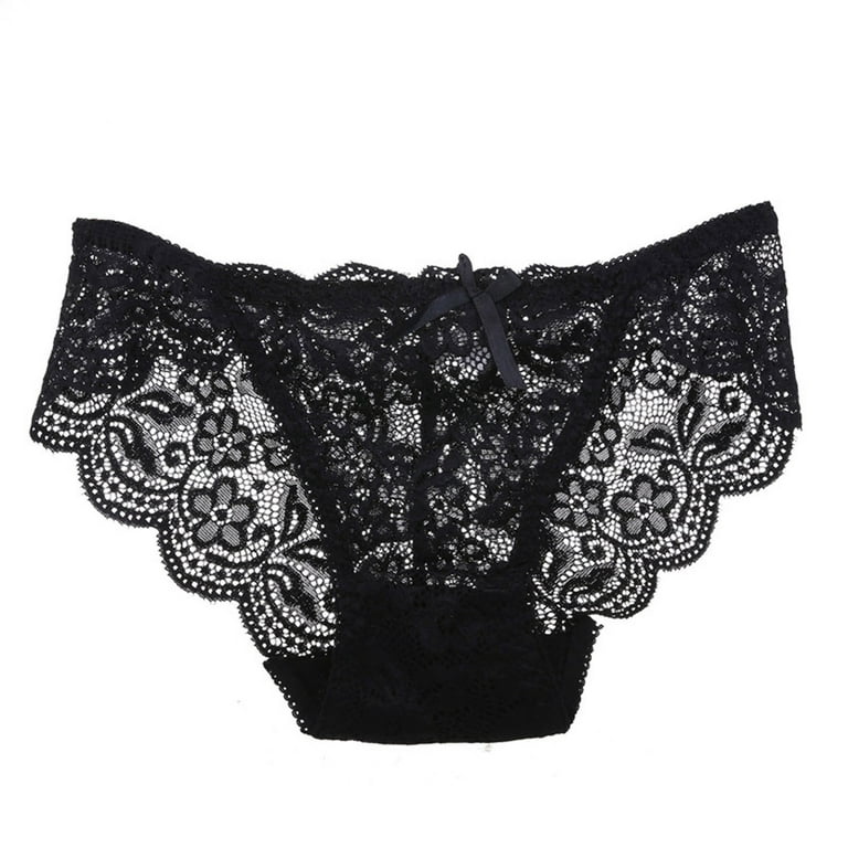 Efsteb Womens Lace Underwear Sexy Comfy Panties G Thong High Waist Briefs  Lingerie Breathable Underwear Ropa Interior Mujer Black