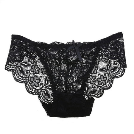 GENGING Womens Panties Women Bownot Lace Panties Roll Back Clearance Items Low-waist Trendy Briefs Thong G-String Lingerie