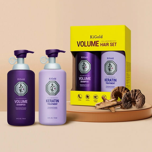 KiGold Glamorous Volume Shampoo   Keratin Treatment, (24fl oz x 2ea) (710ml x 2ea), Hair Loss Care