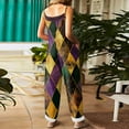 thumbnail image 3 of Fgvctg Mardi Gras Women's Jumpsuit Sleeveless Carnival Party Spaghetti Straps Overalls Festival Wide Leg Pant Mask Print Bib Overalls Romper Sprimg Pants With Pockets Ginger XXXXL, 3 of 4