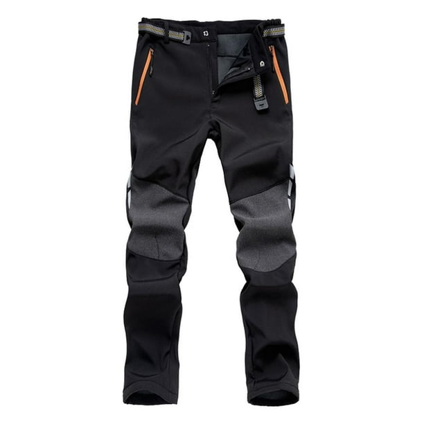 Pantalones de impermeables de otoño e invierno gruesos de felpa para hombre, diseño de cremallera Negro XXL Yuyangstore Pantalones de los hombres