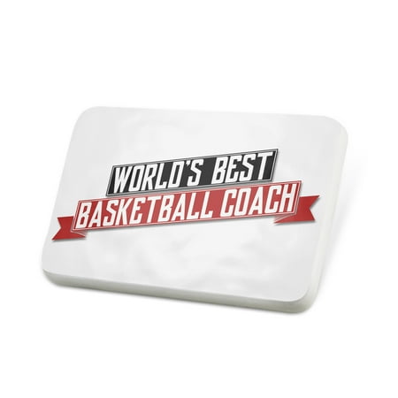 Porcelein Pin Worlds Best Basketball Coach Lapel Badge –