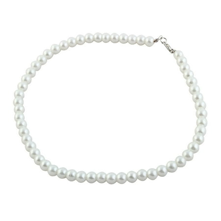 Lobster Hook Faux Pearl Princess Necklace White for