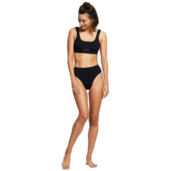 Seafolly Women's Standard Clean Finish Wide Side Bikini Bottom Swimsuit, Active Black, 10 US