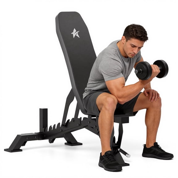 FASTES Adjustable Weight Bench 8 Positions Foldable Workout Bench Heavy-duty Weight Bench Press for Home Gym Full Body Strength Training, Max Weight 1400lbs, Black