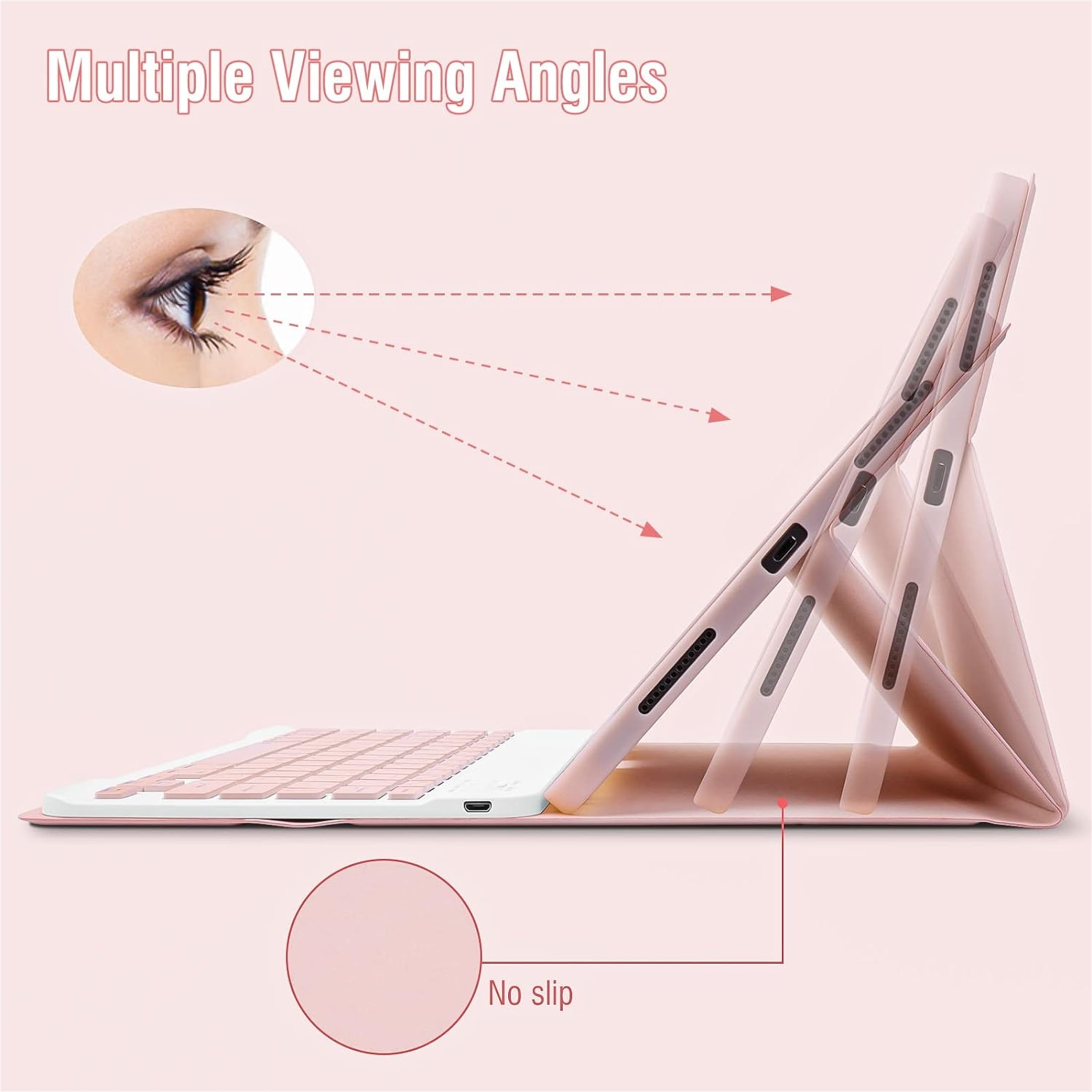 Bluetooth Keyboard Shockproof Auto Wake / Sleep Cover with Pencil Holder for iPad 10th 2022 A2757 A2777 A3162 Pink