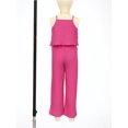 thumbnail image 3 of Doomiva 2 Piece Summer Outfit Toddler Girls Solid Sleeveless Ruffle Cami Tops with Elastic Waist Wide Leg Pants Set Hot Pink 90, 3 of 7