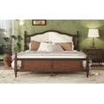 thumbnail image 6 of New Queen Pine wooden Bed with Upholstered Headboard and Panel Footboard, with Two Bed Rail Support Feet and Central Platform Support Feet ,Walnut, 6 of 10
