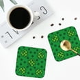 thumbnail image 4 of Honeii St Patrick's Day5 print Leather Coaster Set of 4, ideal for safeguarding your furniture from drinks spills and effortless cleanup-Square, 4 of 6