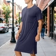 thumbnail image 5 of QSAWXQZ Men's Sleepshirt Crew Neck Short Sleeve Knee Length Breathable Lounge Nightshirt Sleepwear with Pocket XL, 5 of 9