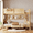 Natural, variant on Queen over Queen Bunk Bed with Storage Shelves and Convenient Tray, Solid Wood Bunk Bed for Adults, Upgraded Slats, No Box Spring Needed,Vintage Brown