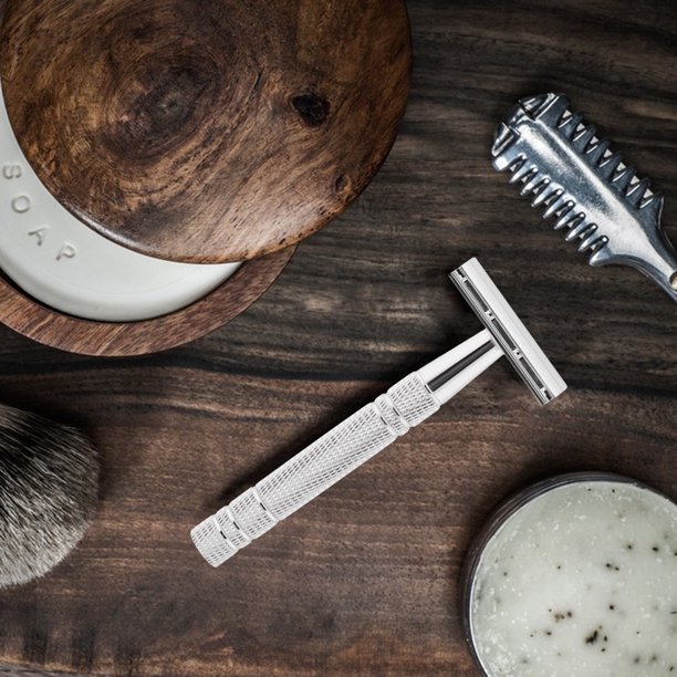 Maquinilla de afeitar de seguridad clásica de doble filo, recortadora de barba ajustable para regalo de aseo para hombres