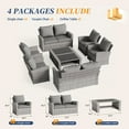 thumbnail image 6 of ELPOSUN 8 Piece Outdoor Sectional Conversation Sets , Wicker Patio Furniture Set，Gray PE Rattan Patio Sofa Set for Balcony, Porch, Backyard, Grey, 6 of 7