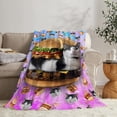 thumbnail image 5 of Funny Cat Blanket Super Soft Cozy Hamburger Cat Throw Blanket Lightweight Flannel Fleece Fuzzy Blankets Cat Lover Giftsfor Girls Boys Women Teens Adults 50"X40", 5 of 6