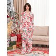 thumbnail image 1 of Conjunto de pijama navideño para mujer, lindo estampado, manga larga, botones, pantalones largos, conjunto de 2 piezas para estar en casa, 1 of 5