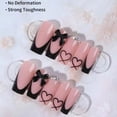 thumbnail image 3 of Uñas postizas adhesivas CTTHNBD estilo coffin negras con punta francesa, 24 piezas, 3 of 7