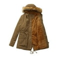 thumbnail image 3 of Winter Coats For Women Sevevn Women's Winter Thicken Fleece Jacket Fur Hooded Military Parka Coat, 3 of 5