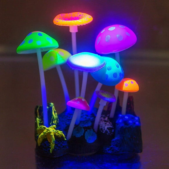 Glowing Effect Artificial Plastic Mushroom Aquarium Decorations, Fish Tank Decoration