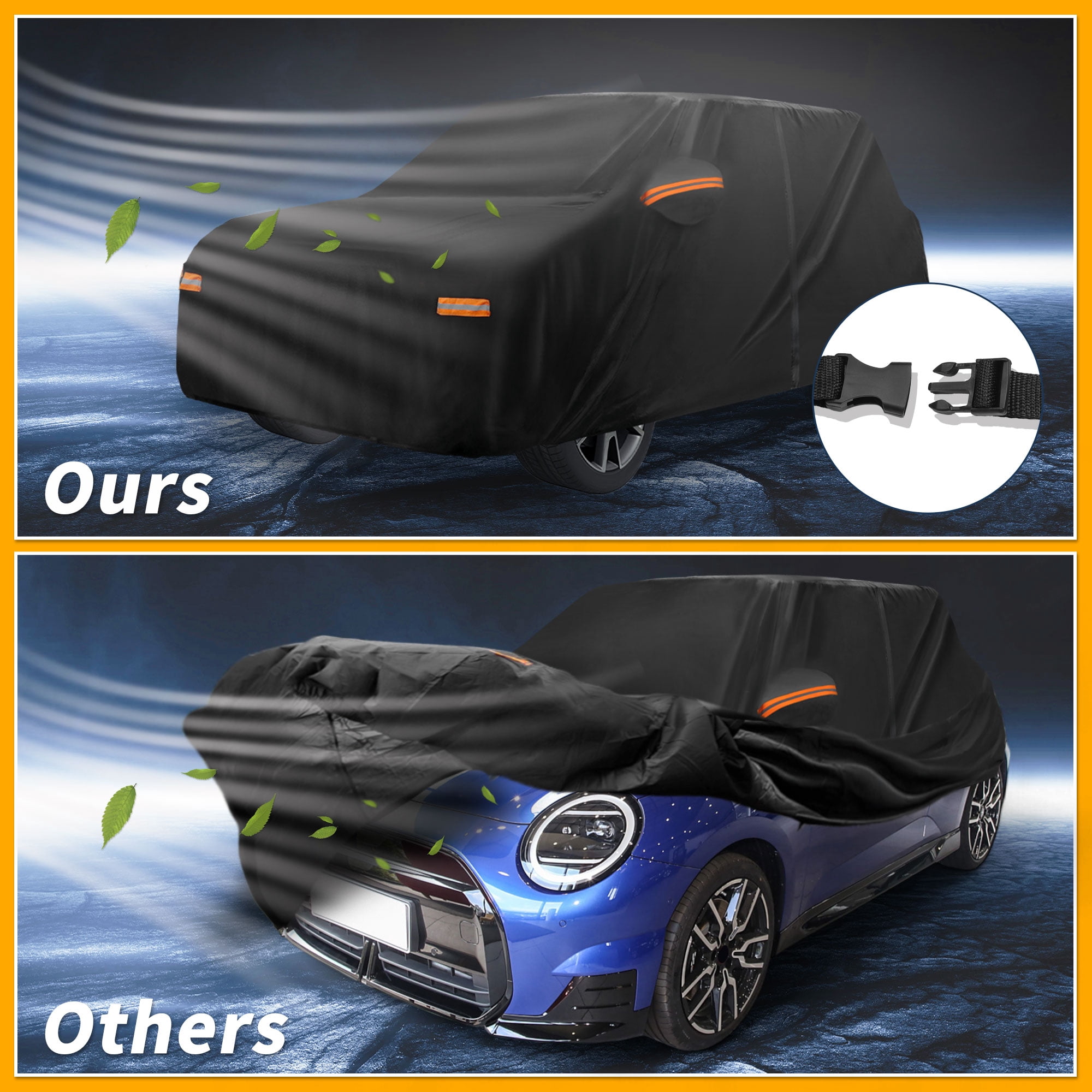 Unique Bargains Durable Waterproof Car Cover Black for Mini Cooper 2DR