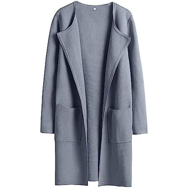 ANRABESS Cardigan en Tricot à devant Ouvert pour Femmes, Manches Longues, Col à Revers, Décontracté, Uni, Élégant, Veste Chandail