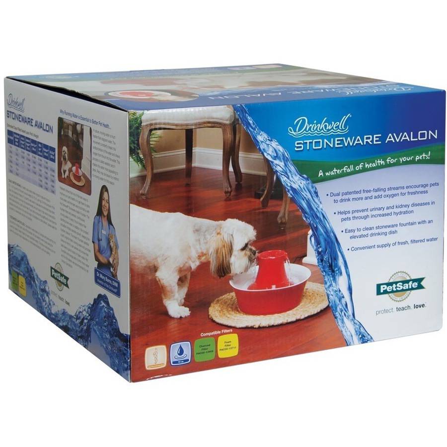 PetSafe Drinkwell Avalon Ceramic Dog and Cat Water Fountain, Red, 70 oz.