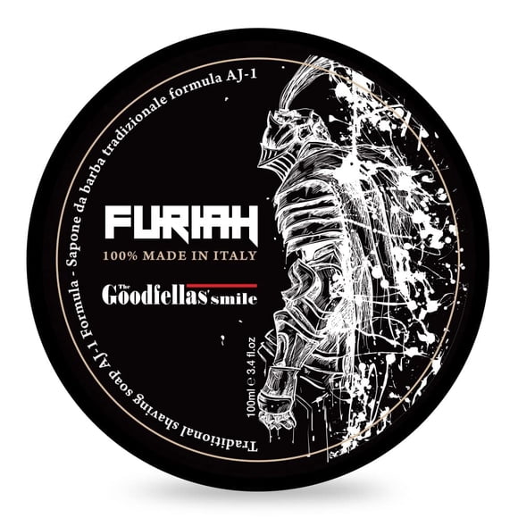 Jabón de afeitar de lujo The Goodfellas' Smile formulado para usar con una brocha de afeitar Hecho en Italia (Furiah / Cuero y madera)
