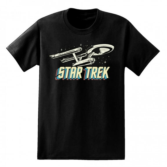 Star Trek Mens T-Shirt  - Classic Enterprise Over Title (Medium)