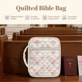 thumbnail image 6 of Xoenoiee Pink Bow Floral Patchwork Print Bible Cover Case for Women Quilted Bible Carrying Case Church Bag with Handle & Zipper Pocket, Protective Scripture Book Cover Organizer Bible Study Supplies, 6 of 7
