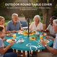 thumbnail image 3 of Round Outdoor Tablecloth with Umbrella Hole and Zipper, Teal Sunshine Sunflower Tablecloth with Elastic Waterproof, Pastoral Bees Farmhouse Floral Patio Table Covers for 36" - 44" Picnic Pool Tables, 3 of 9