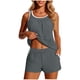 thumbnail image 2 of Traje de baño Tankini para mujer, de color liso, conservador, sin espalda, con bloques de color, con bolsillo, shorts de baño, conjunto de dos piezas, traje de baño de dos piezas para mujer, trajes de, 2 of 8
