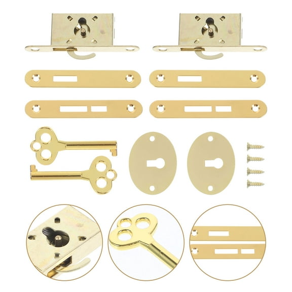GOOHOCHY Zinc Alloy Cabinet Lock in Golden Finish with Keys, Ideal for Wooden Boxes and Small Cabinets, Includes 2 Sets