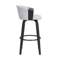 thumbnail image 3 of Benjara Oja 26 Inch Swivel Counter Stool Chair, Light Gray Fabric, Curved, Black, 3 of 5