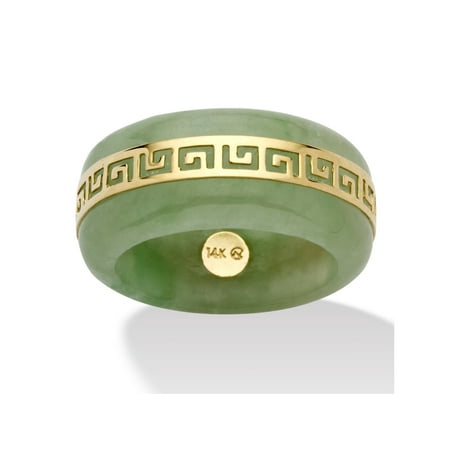 Gold Jade Ring - Genuine Green Jade 14k Yellow Gold