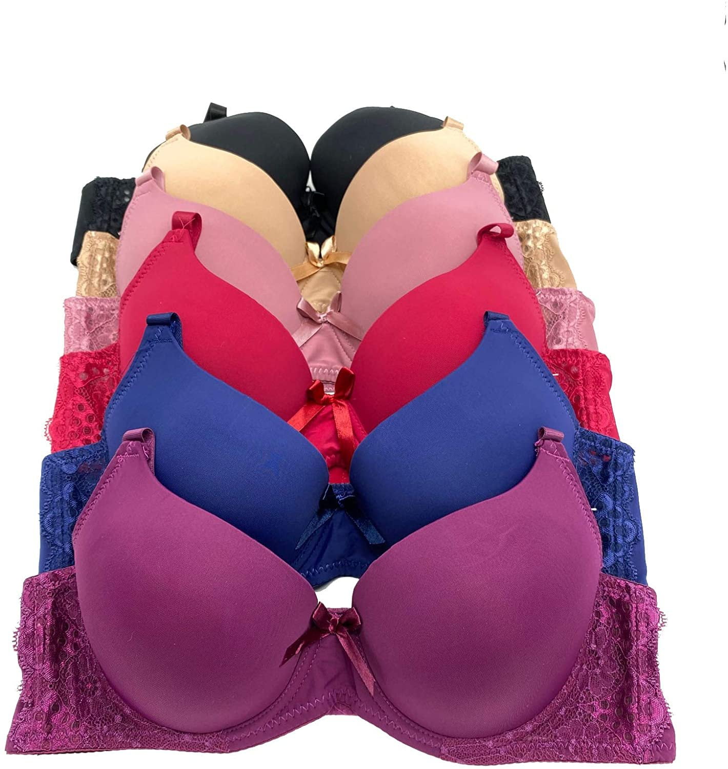 6 Pieces Add 1 Cup Full Cup Demi Wired Double Push Up Bra B C Everyday Bras Women