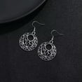 thumbnail image 2 of HOOUN Hollow Flower Pattern Round Dangle Earrings Retro Boho Silver Plated Jewelry, 2 of 3