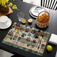 thumbnail image 3 of Dog Paws Printed Placemats Set of 4, Vintage Teal Brown Wooden Farmhouse Placemats for Dining Table, Place Mats for Kitchen Tabletop, Waterproof Wipeable Dining Table Mats Set, 3 of 9