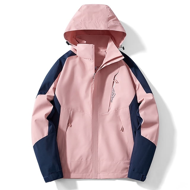 hoksml Manteau à Capuche Décontracté pour Femme Printemps Automne Léger Mince Mode Imperméable Coupe-Vent Veste à Fermeture Éclair avec Poches Zippées