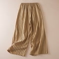 thumbnail image 3 of KHONTS Women's Casual Linen Pants Striped High Waist Wide Leg Slacks Lightweight Palazzo Culotte Trousers Khaki XL, 3 of 4