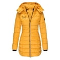 thumbnail image 2 of UPPADA Women's Warm Winter Coat Long Puffer Overcoats Waterproof Zipper Jackets Mid-Length Puffer Jacket with Pockets Yellow,S Winter Coats for Women, 2 of 3