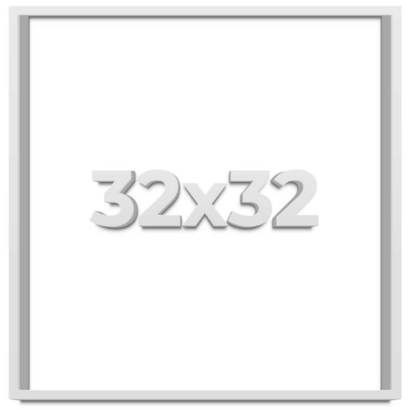 32x32 Shadow Box Frame White | 2 Inches Deep Real Wood Contemporary Shadowbox Display Frame | UV