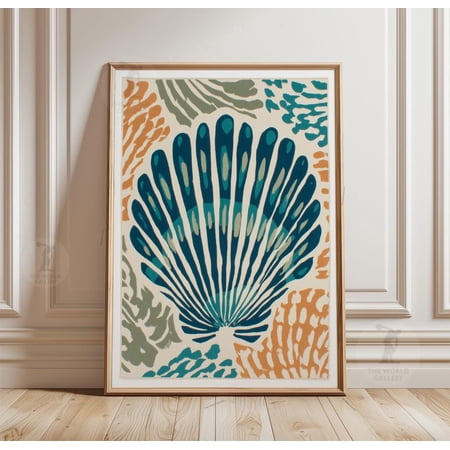 Seashell Wall Art Print With Coastal Beach Ocean Minimal Shell Decor
