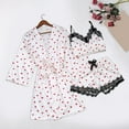 thumbnail image 2 of Glisme Silk Pajamas For Women Set Set Floral Lace Sleepwear Camisole Top Shorts And Robe 3Pcs Pjs Relaxed White Loungewear, 2 of 4