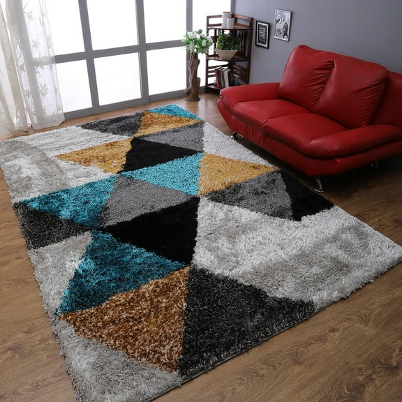 Rugsotic Carpets Hand Tufted Shag Polyester Eco-Friendly Area Rugs - 5'x8', Rectangle, Multicolor, Plain Solid Design, High Pile Handmade Anti Skid Rugs for Living Room, Bed Room K00008