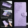 thumbnail image 6 of Wallet Case for Samsung Galaxy A15, Elegant PU Leather Phone Case with Card Slots, Kickstand Flip, Wrist Hand Strap, Magnetic Closure Flower Pattern Folio Cover for Samsung Galaxy A15, Purple, 6 of 11