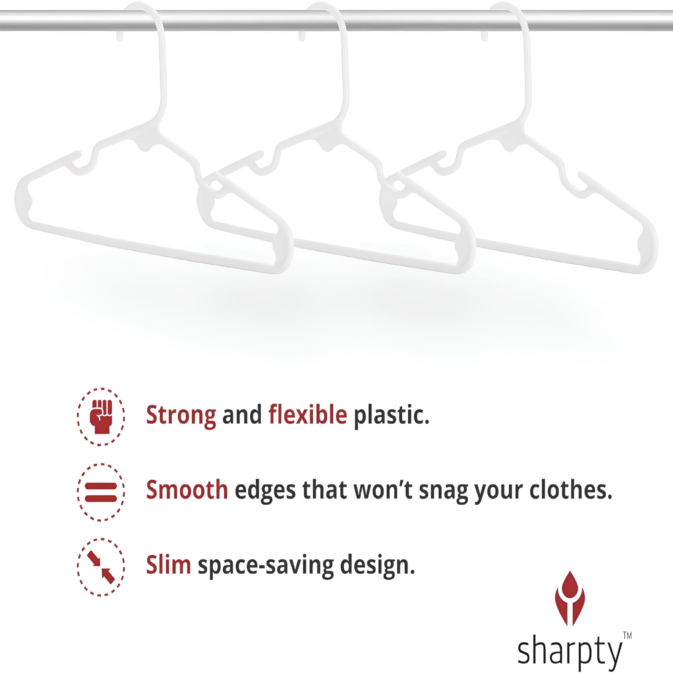 XIBUFE Kids Plastic Hangers,Children'S Hangers for Baby,Toddler,And Child Clothes-Everyday Standard Use-Ideal for Boys and Girls Closet,Clothing,Pants,Coats,And More-White,20 Pack