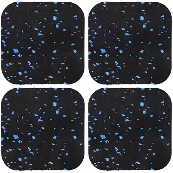 4 Pcs Tapis de Course, Tapis d'Équipement Coolrunner Haute Densité Réduction de Bruit pour Protection de Sol, Tapis de Machine à Laver, Tapis en Caoutchouc Anti-Vibration pour Papeterie Vélo, Machine à Ramer, Station de Gym à Domicile