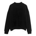 thumbnail image 2 of Gibobby Sudadera mujer Sudadera de forro polar de gran tamaño con cuello redondo y manga larga con hombros caídos(Negro,CH), 2 of 3