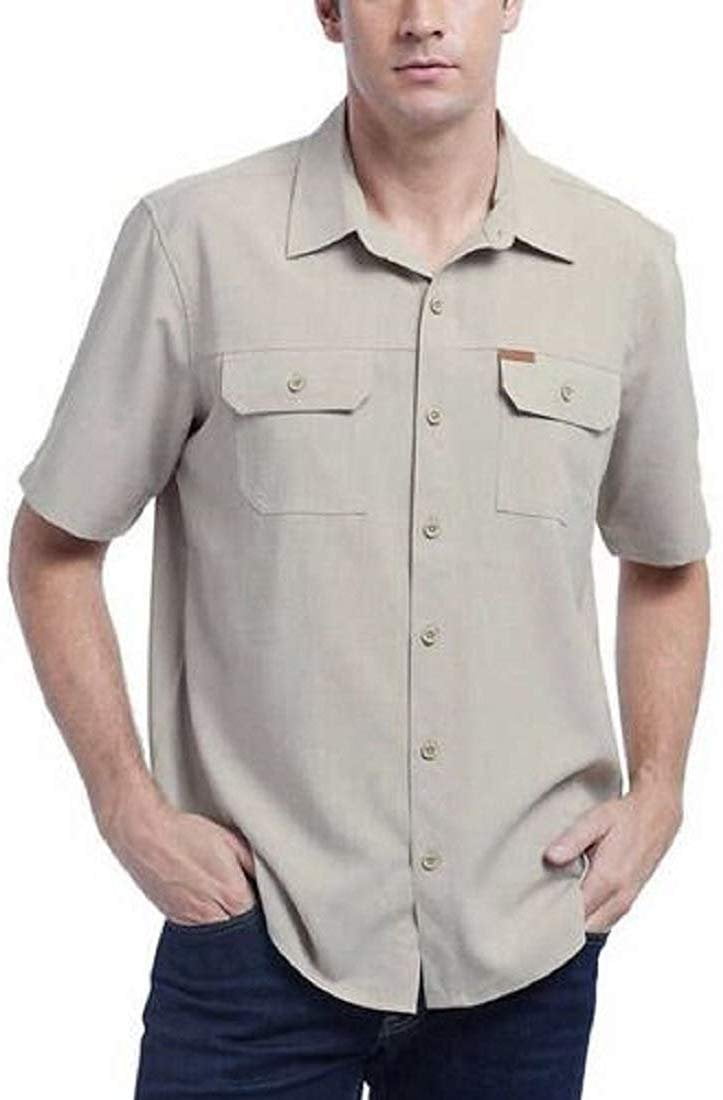Orvis Men's Short Sleeve Woven Tech Shirt Khaki Neutral, Large ...