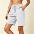 thumbnail image 6 of Besolor Summer Shorts for Women Wide Leg High Waist Elastic Drawstring Casual Loose Loungewear Workout Short Pants with Pockets, 6 of 6