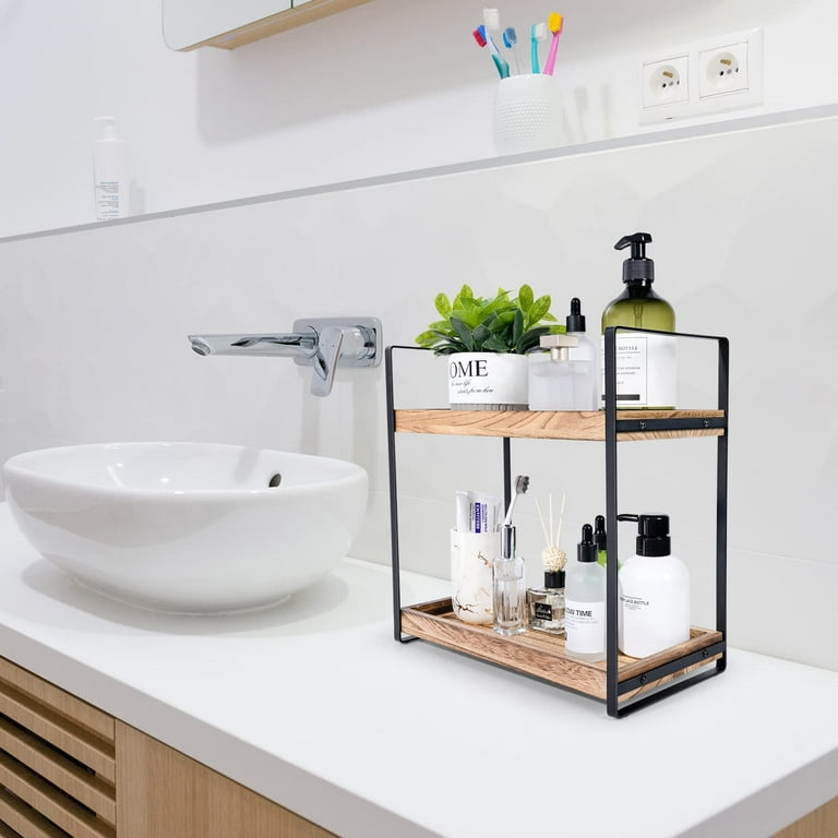 KINGBERWI 2-Tier Bathroom Countertop Organizer Cosmetic Storage
